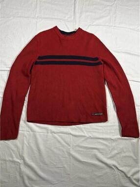 Vtg Men’s L 92 Abercrombie And Fitch Red Ribbed Crew Neck Knit grunge Y2K